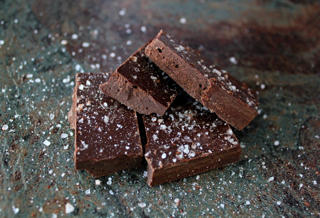 Dark chocolate with salt and caramel
