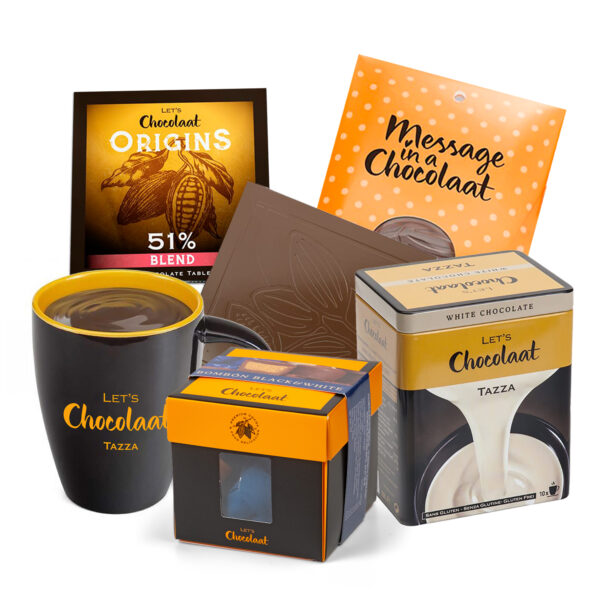 Pack 25€ Black&White Fusion Chocolates 120gr + White Chocolate in a white chocolate cup