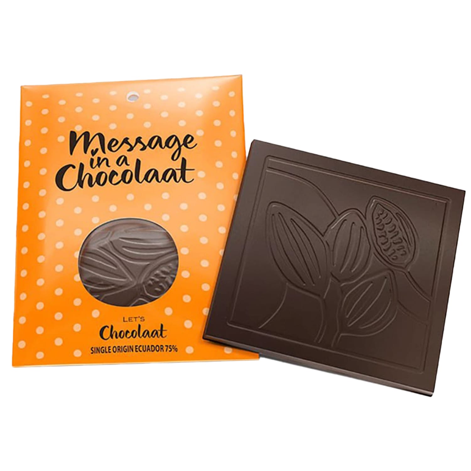 Let's Chocolaat Tableta Message in a Chocolaat Ecuador - 75% cocoa