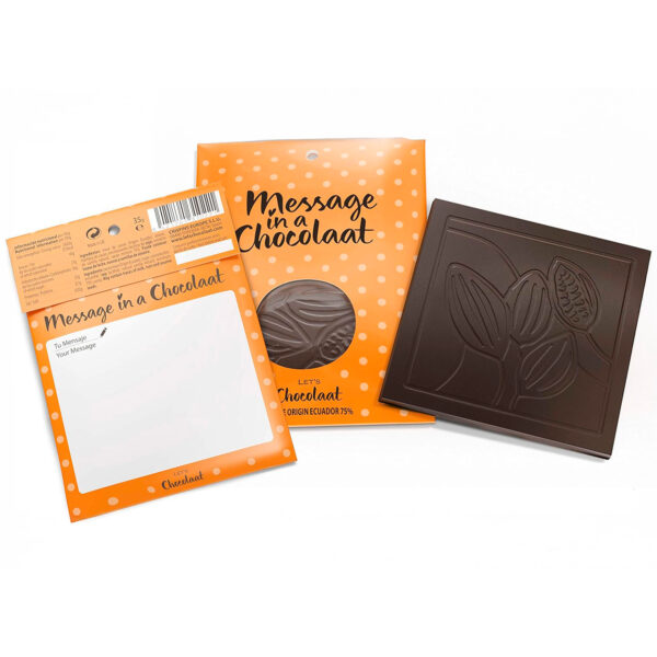 Let's Chocolaat Tableta Message in a Chocolaat Ecuador - 75% cocoa